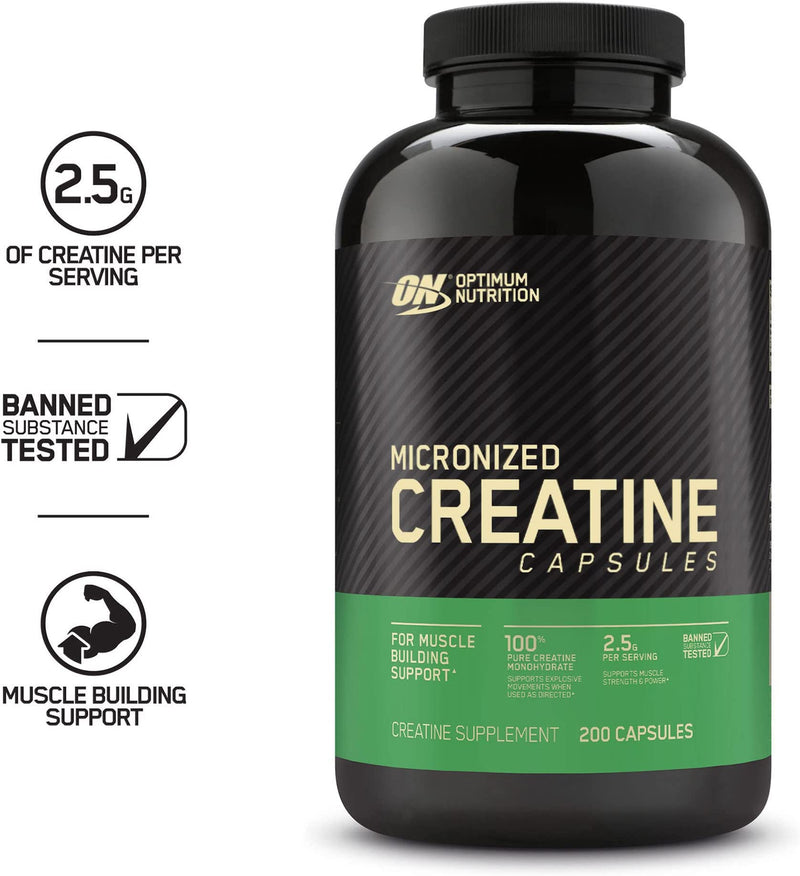 Optimum Nutrition Creatine 2500MG Capsules x 200 Caps